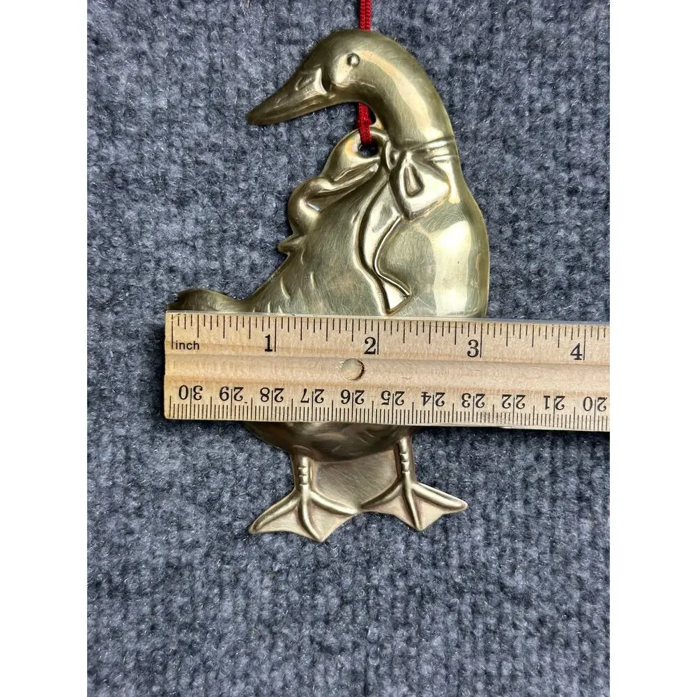 Vintage Dept 56 brass gold goose Christmas ornament made in Hong Kong 5”